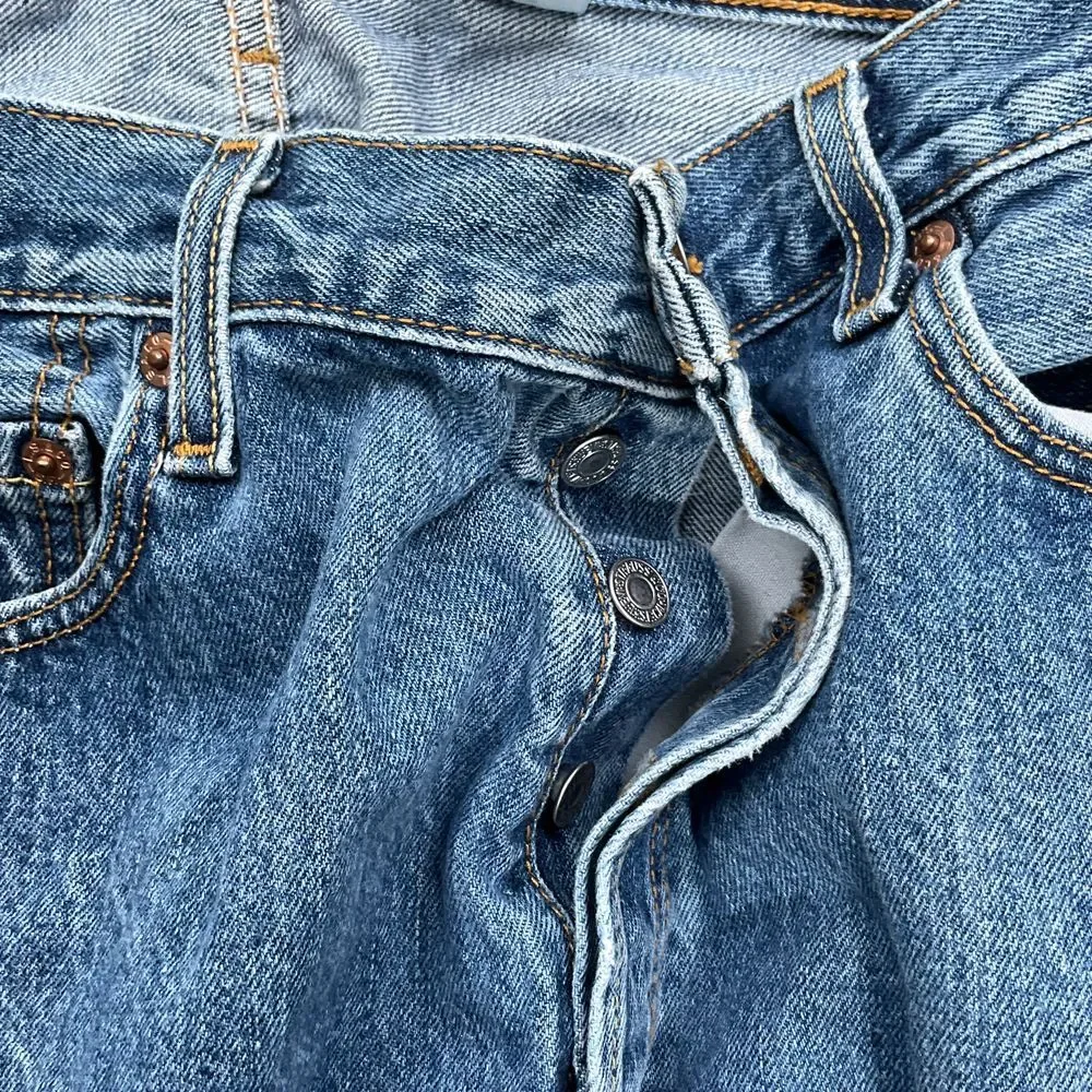 Levis 501 Jeans Men W36 L32 M Blue Button Fly 423 Straight Denim Red Bat‎ Wing